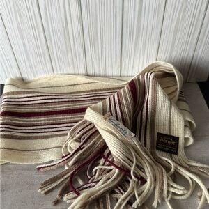 Elegant Acrylic Striped Scarf in Cream and Brown